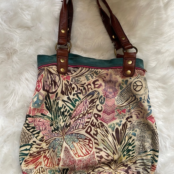 Lucky Brand Tapestry Tote Bag with Leather/Suede Details - Picture 3 of 5